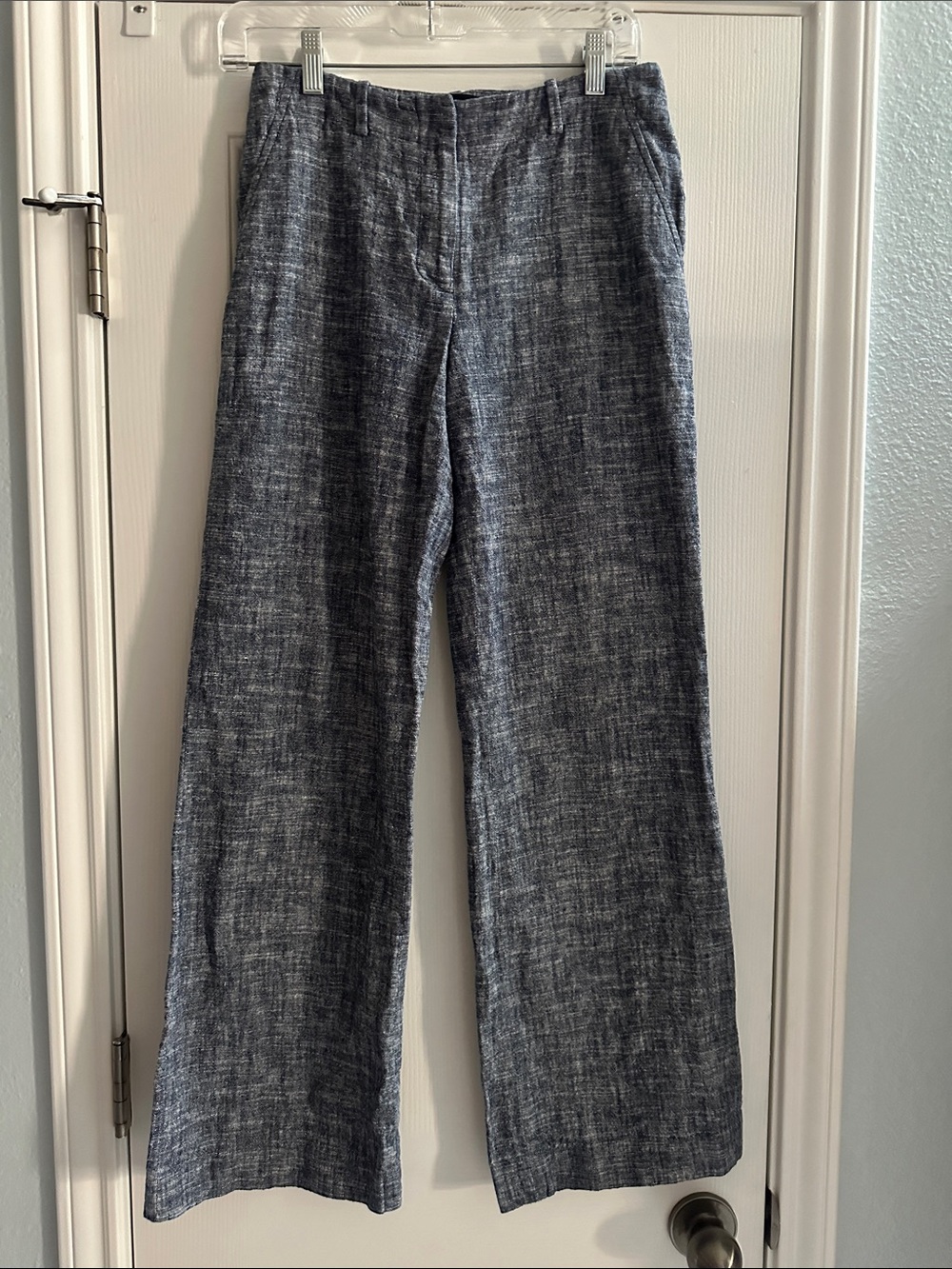 Talbots Blue Textured Wide-Leg Pants Linen Cotton Pants Women’s 2 Lightweight